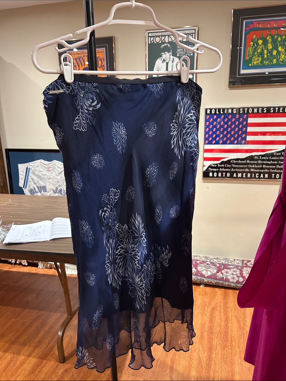 Women’s Navy Floral Midi Skirt Set